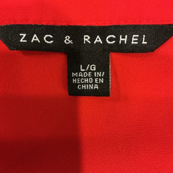 Zac & Rachel Red Pleated Sleeveless Top Tunic Split Neck Work L/G Blouse - Picture 10 of 10